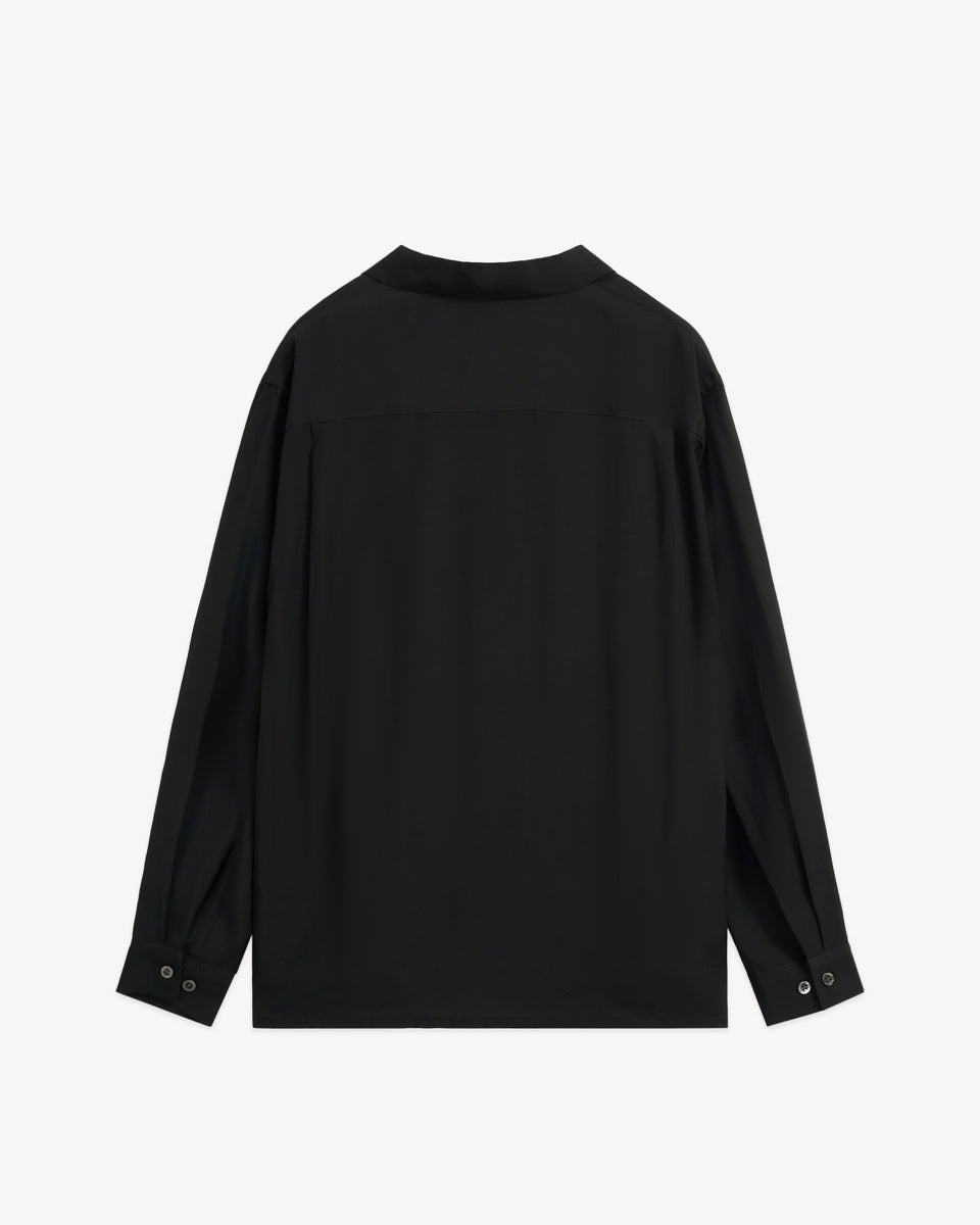 Summer Rayon Open Collar Shirt / Black – FRONT 11201