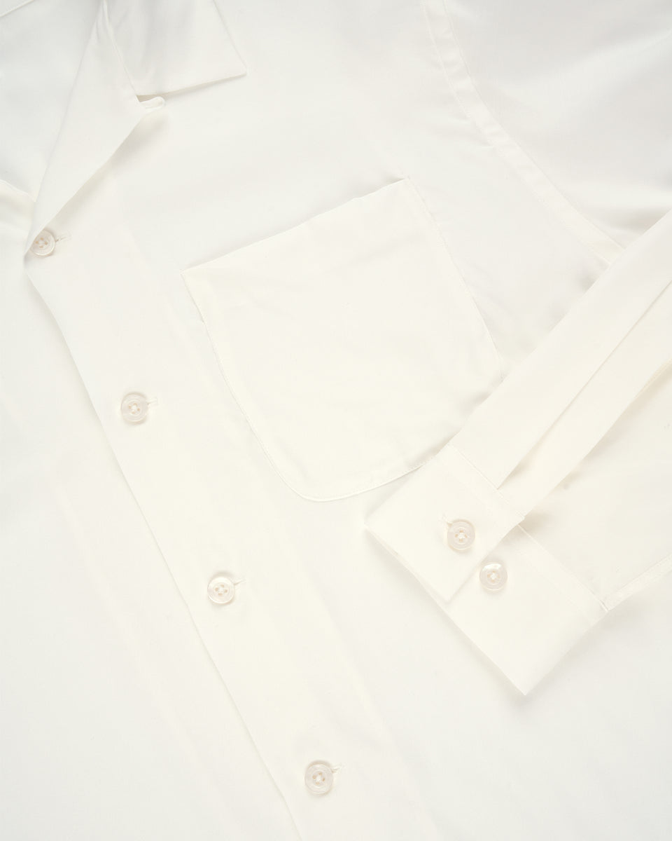 レオページ Summer Rayon Open Collar Shirt / White – FRONT 11201