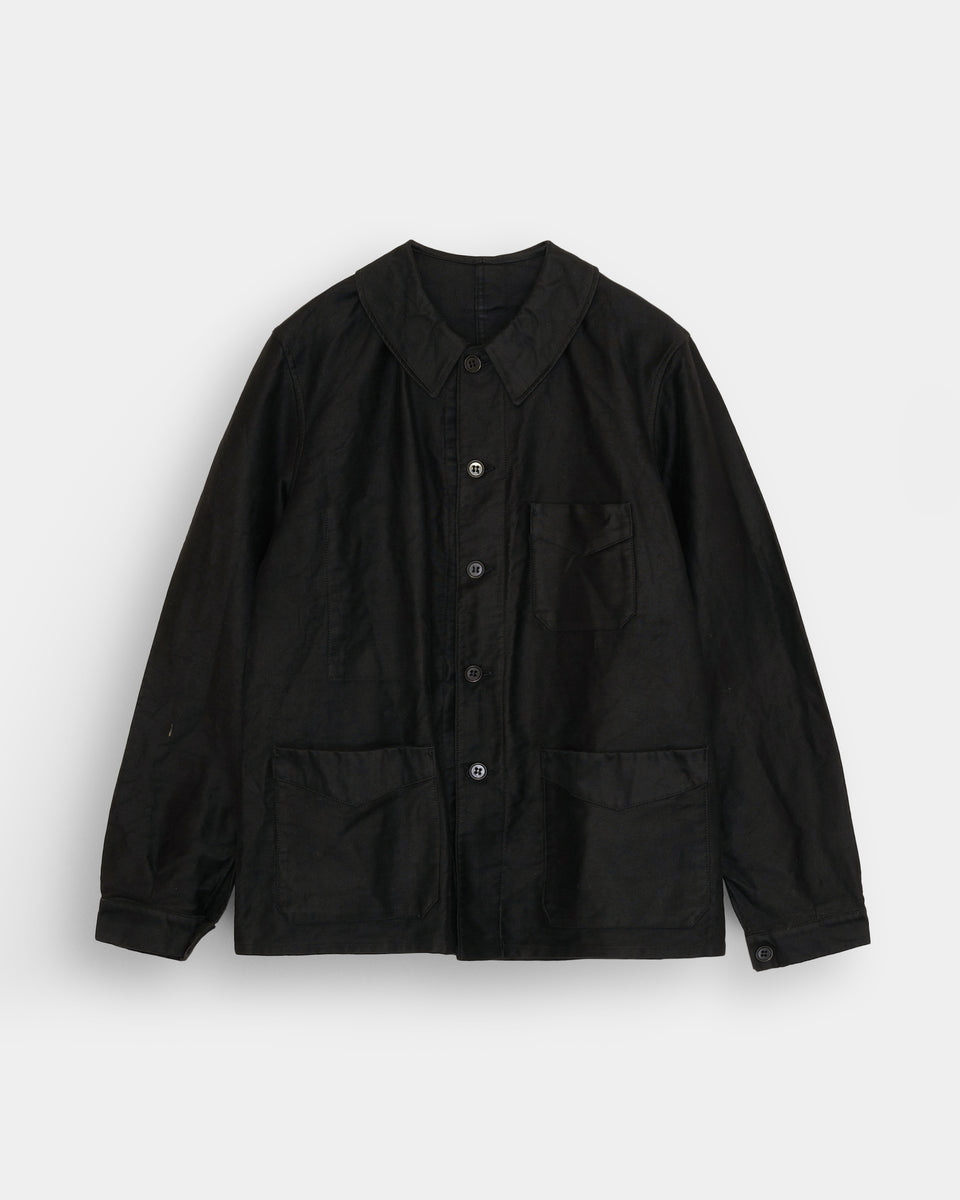 1940-50'S Black Moleskin Work Jacket – FRONT 11201