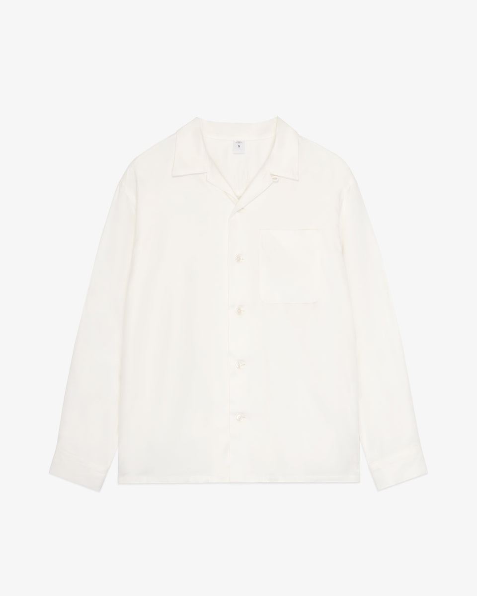 Open Collar Shirt/ White Rayon Gabardine – FRONT 11201