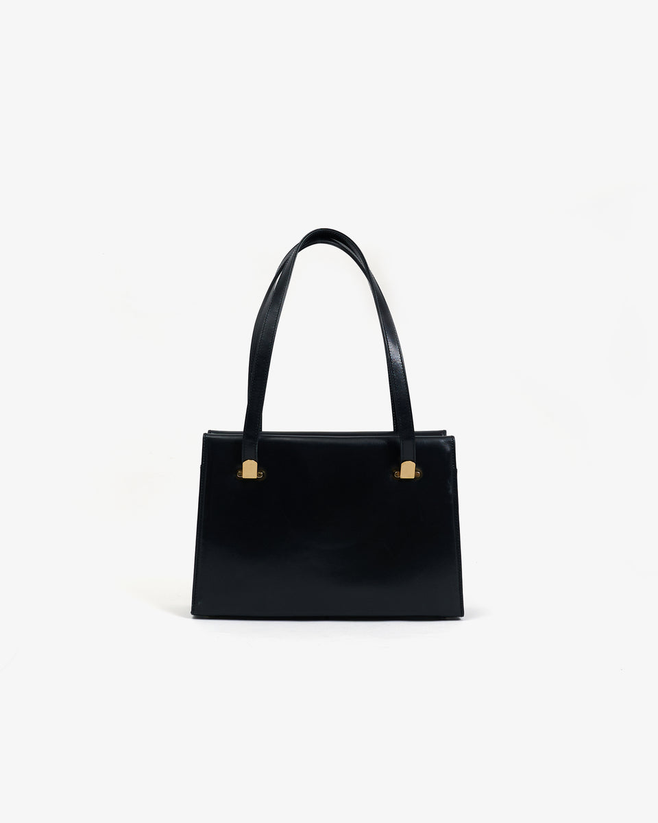 Gucci Black Leather Handbag – FRONT 11201