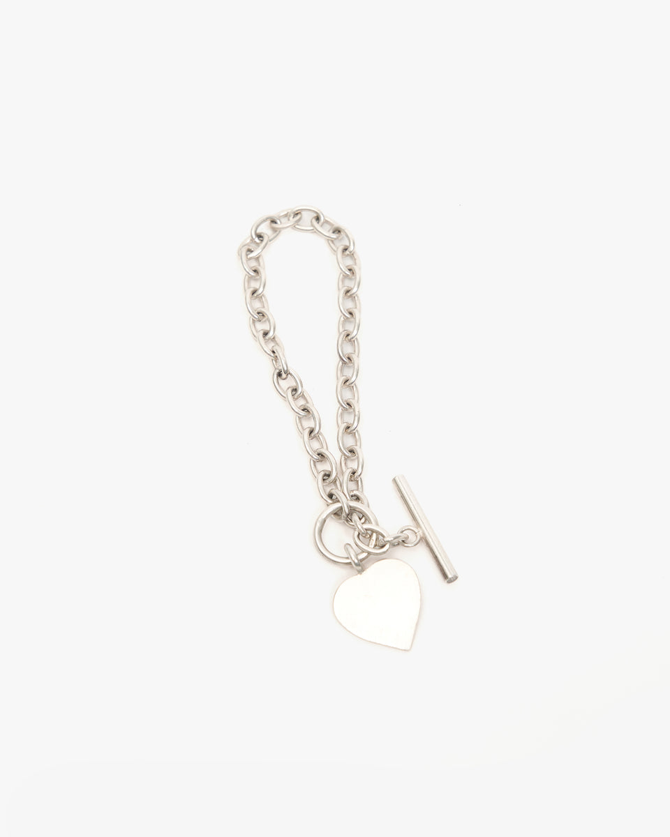 Silver Chain Bracelet w/ Heart Tag – FRONT 11201