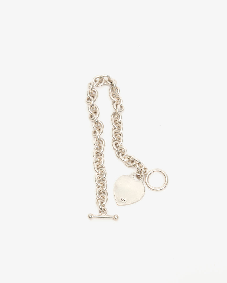 Silver Chain Bracelet w/ Heart Tag – FRONT 11201