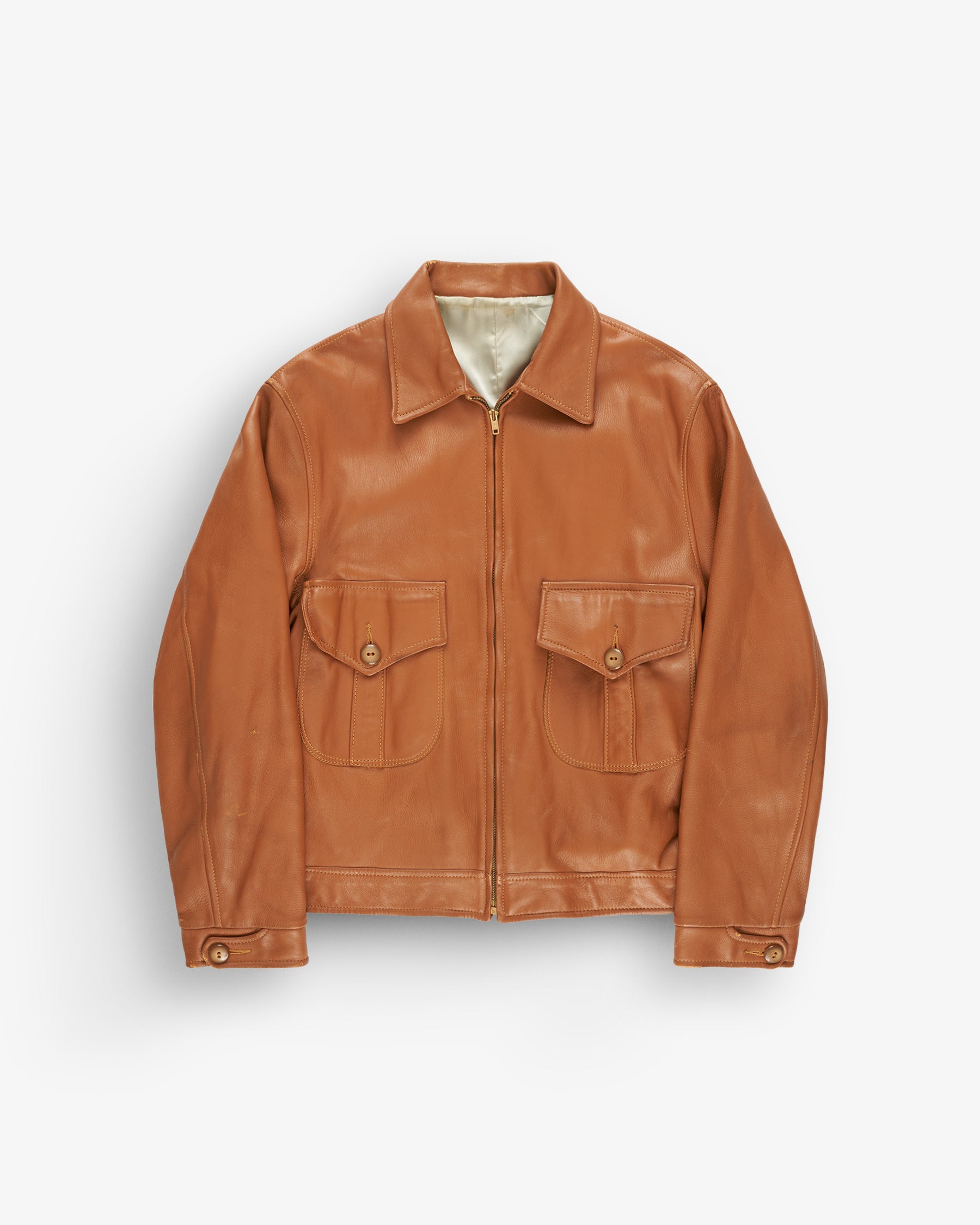 1960'S-70'S Orange Brown Leather Jacket – FRONT 11201