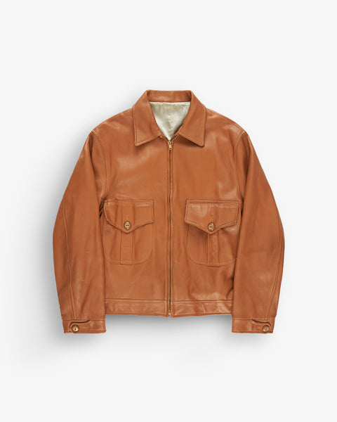 60S-70S VINTAGE Martin Bernard レザージャケット 1960-70s-ORANGE-BROWN-LEATHER-