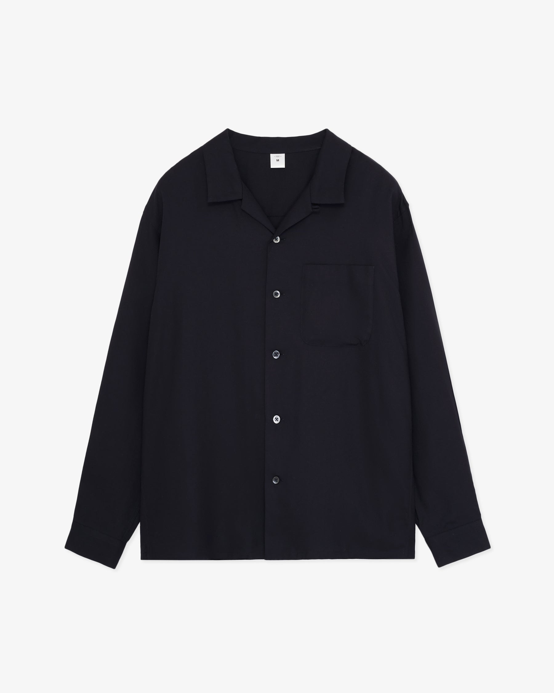 Open Collar Shirt/ Navy Rayon Gabardine