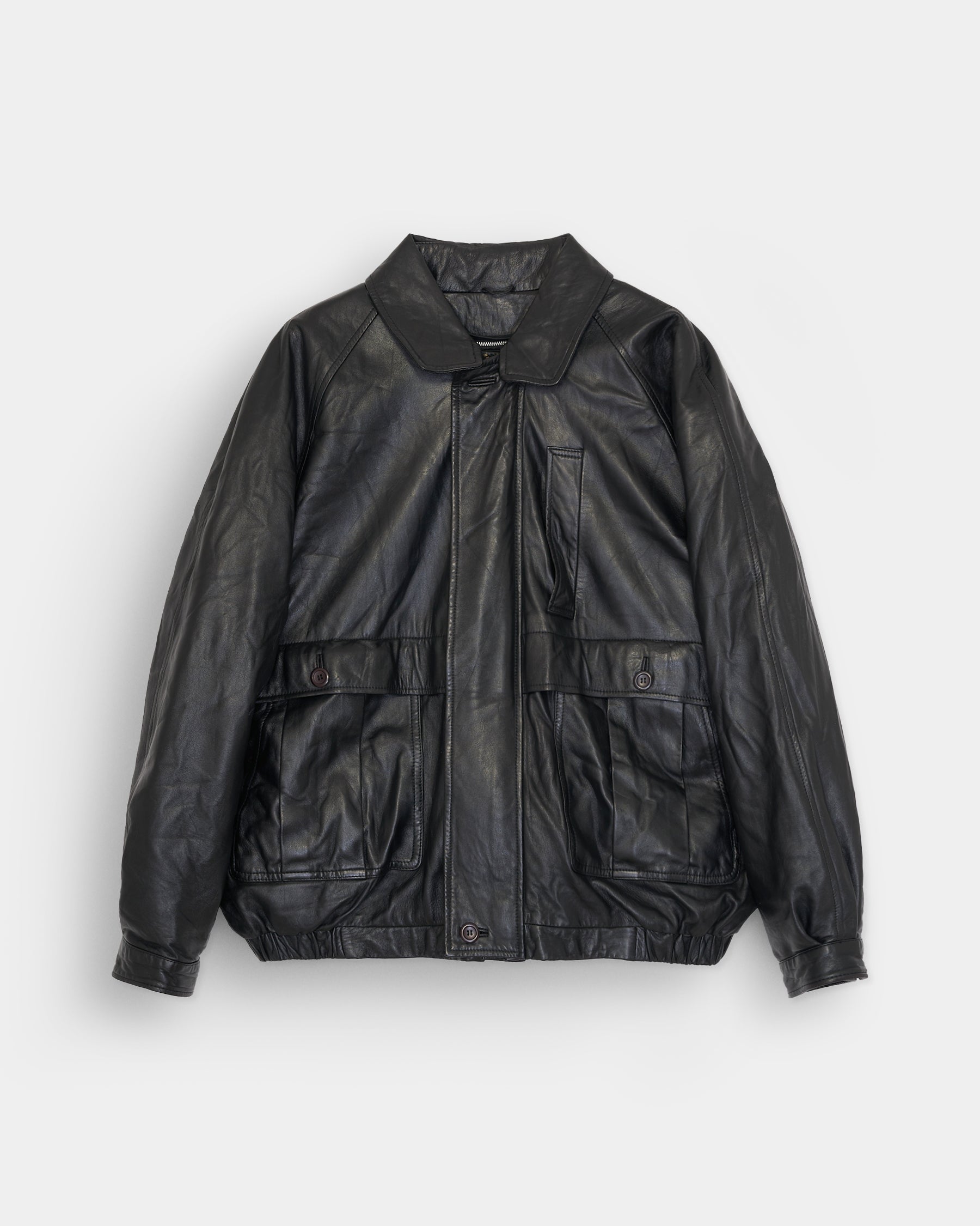 Black Leather Zip Up Jacket