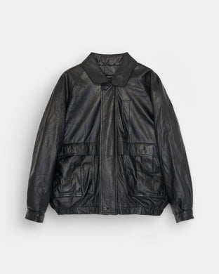 Black Leather Zip Up Jacket