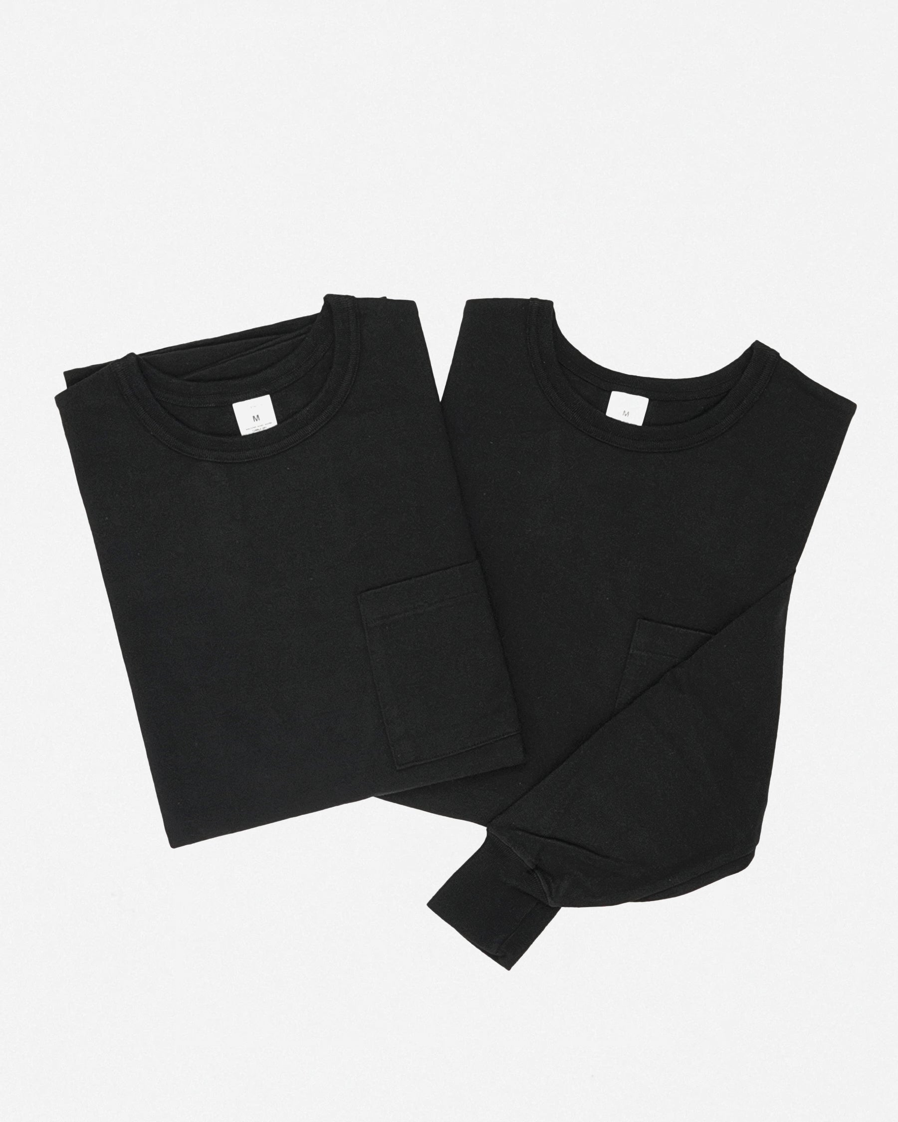 2-Pack Heavy-weight Pocket  Long Sleeve T-shirts Black