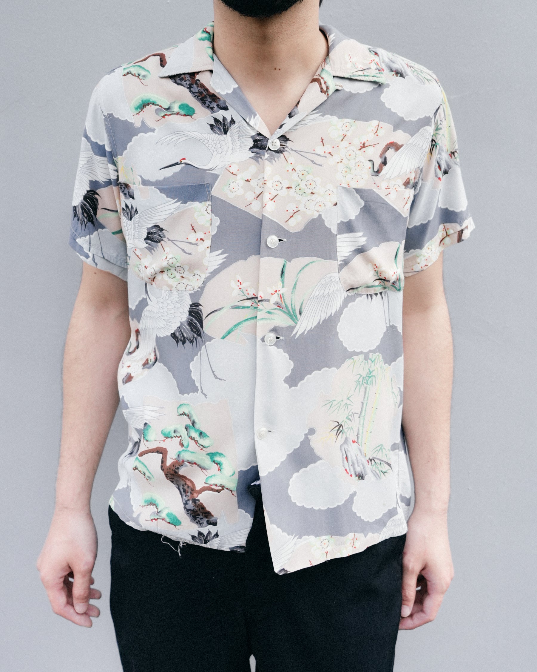 1950’s60’s  PENNY'S Japanese Crane Hawaiian Shirt