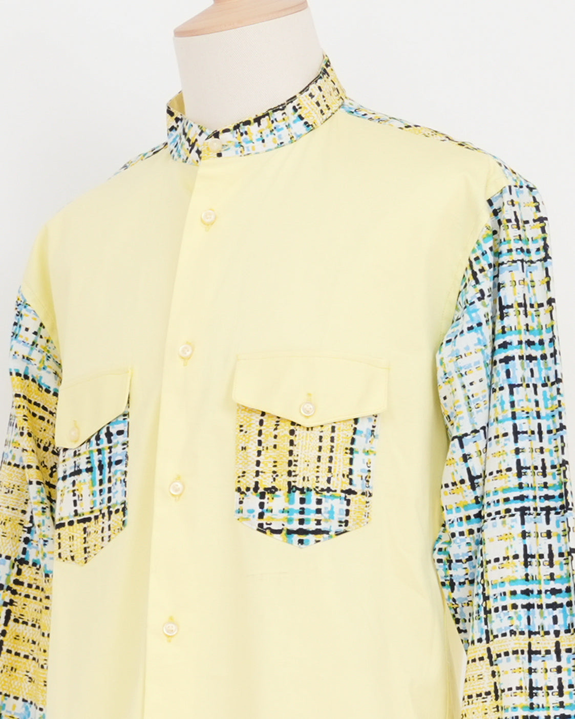 Stand Collar Patterned Sleeve L/S Shirt