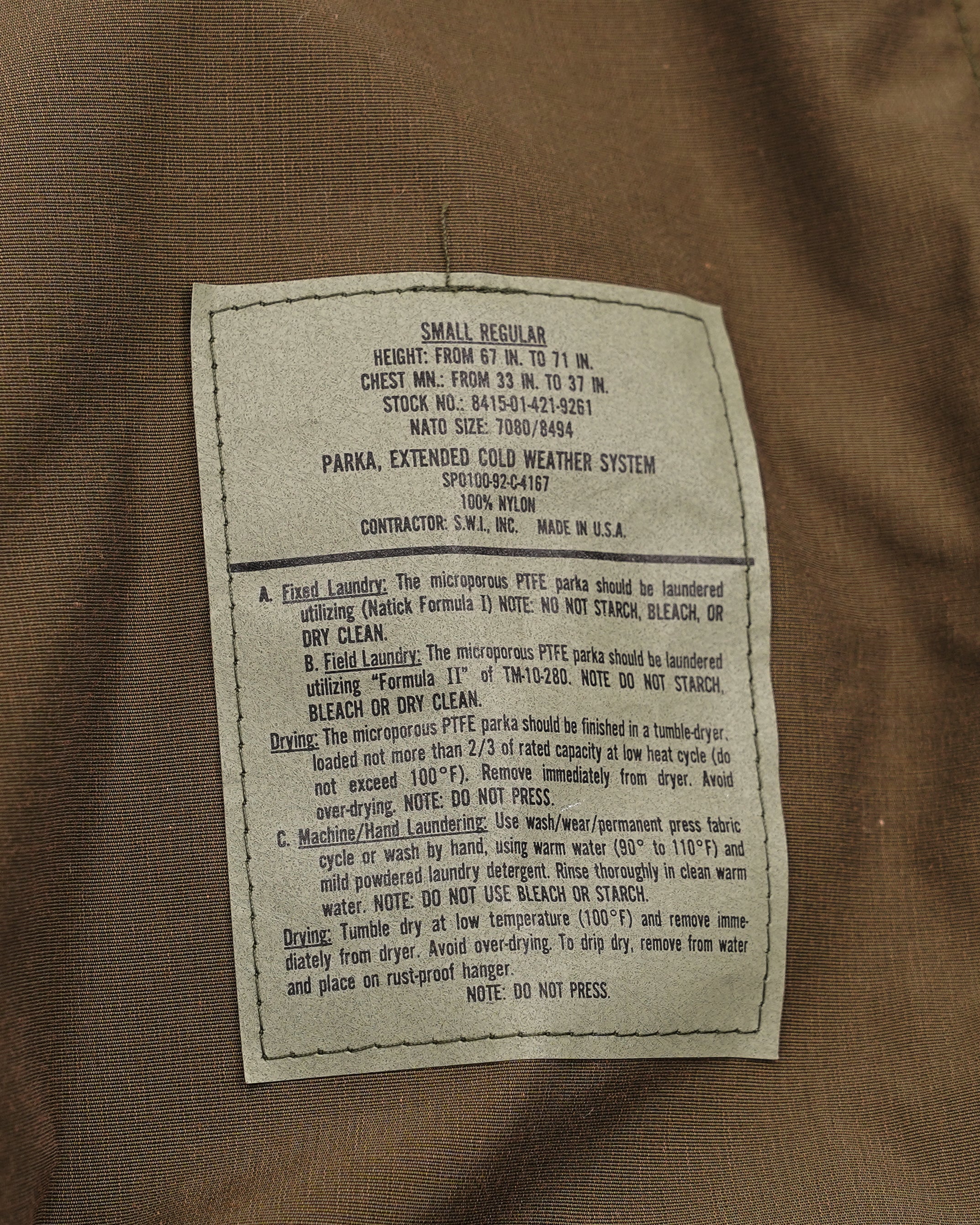 Made in USA Ecwcs Parka