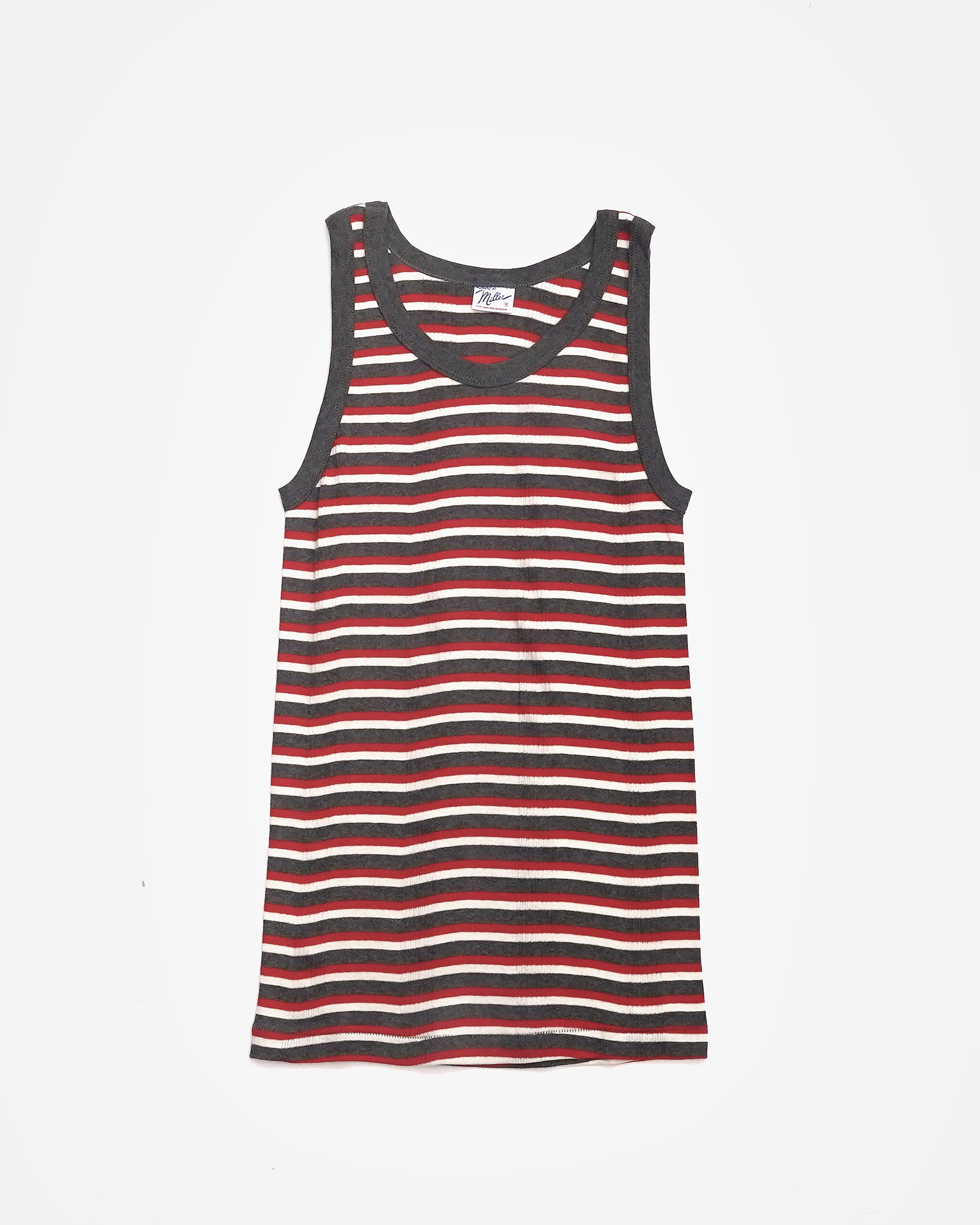 Made in USA Miller Rib Tank Top GRAY×RED×WHITE