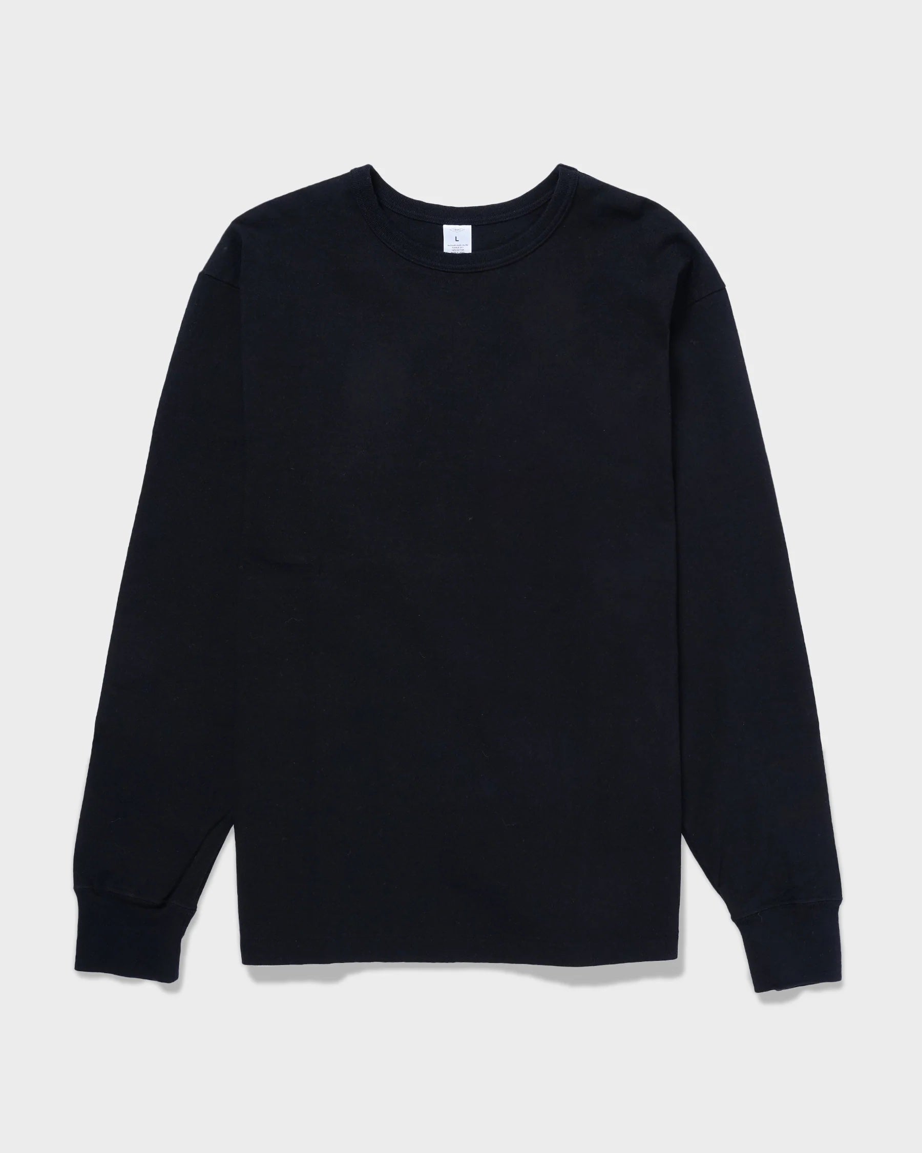 Heavy-weight No-Pocket Long Sleeve T-shirts Black