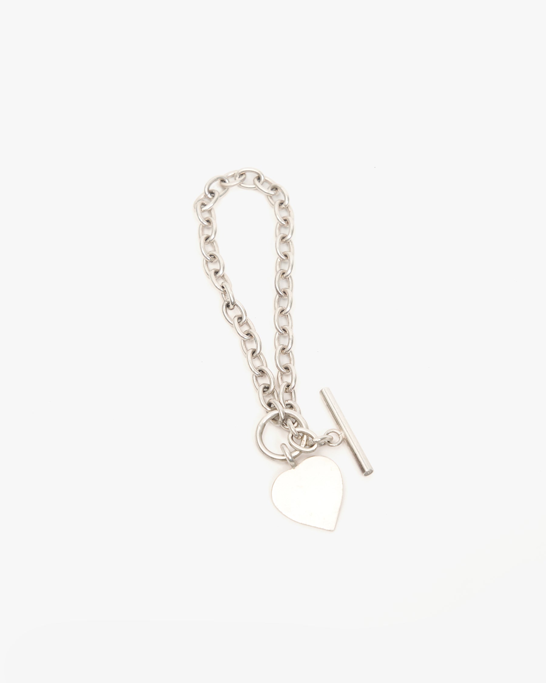 Silver Chain Bracelet w/ Heart Tag – FRONT 11201