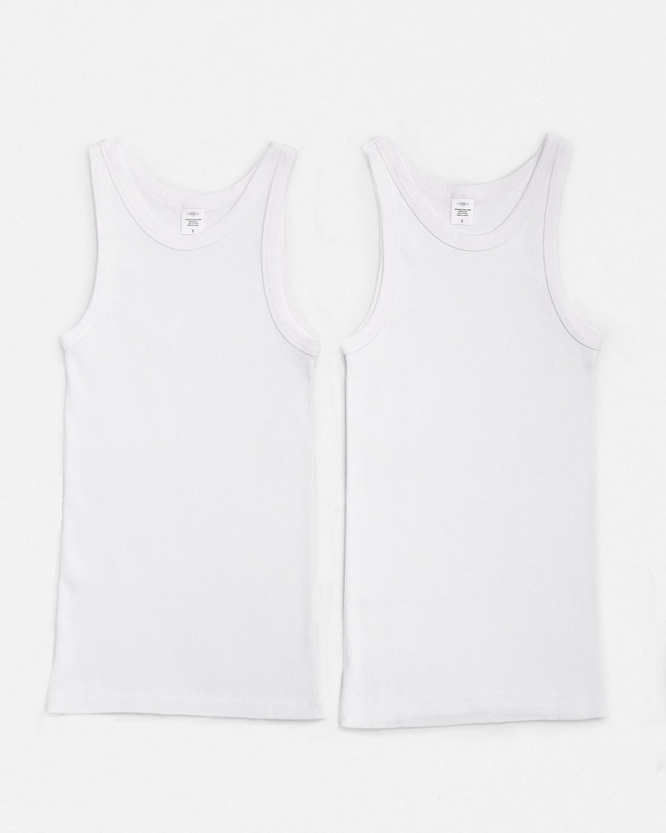 Women's 2-Pack American Sleeve Rib Tank Top White – FRONT 11201