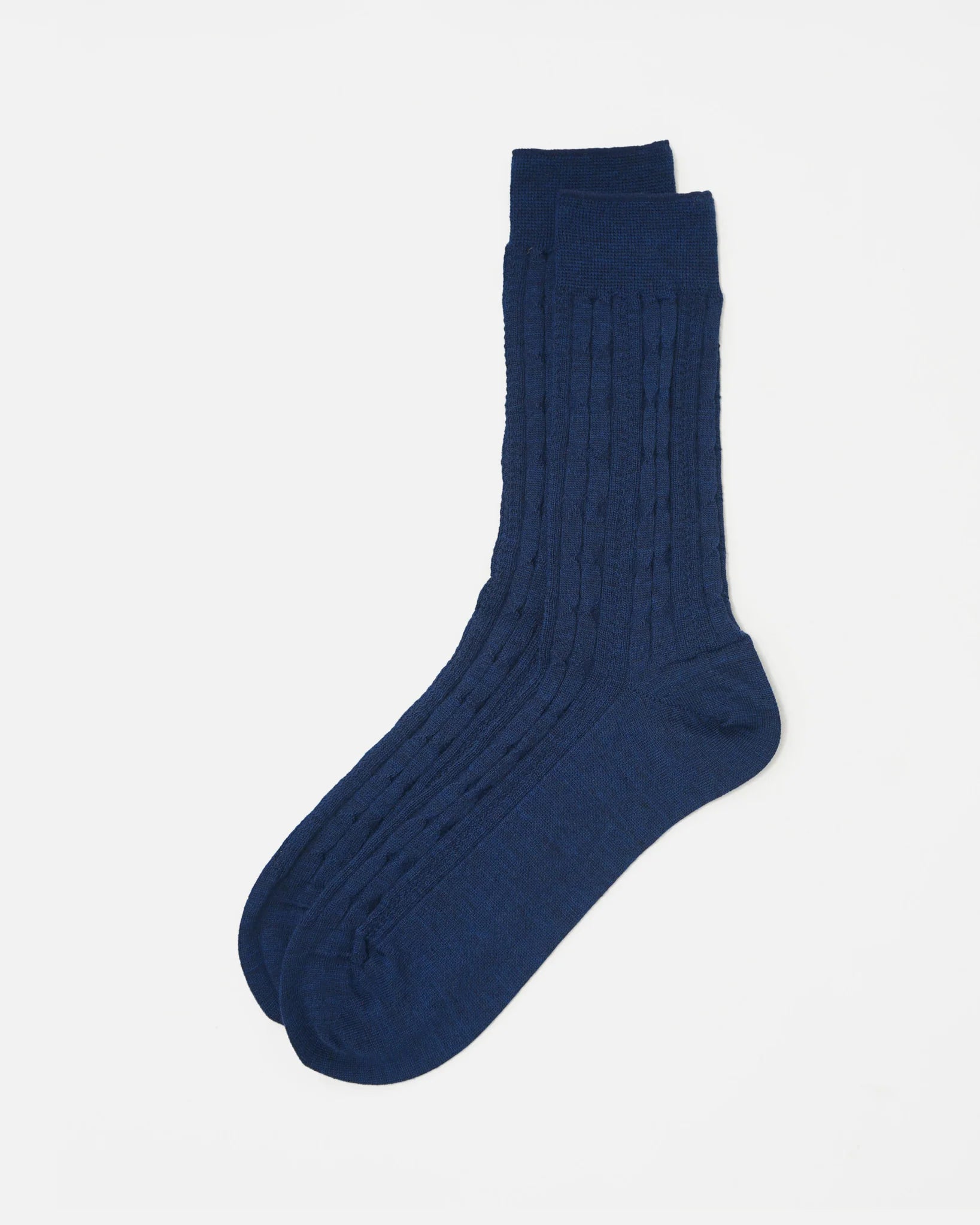 Wool Cable Socks / Navy