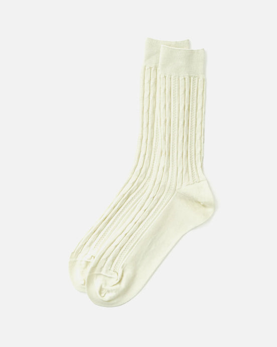 Wool Cable Socks / White