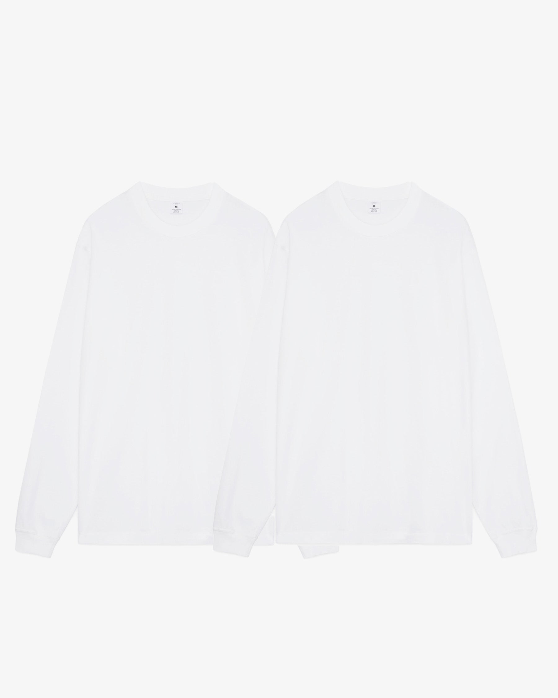 2-Pack Soft Cotton Long Sleeve No-Pocket T-shirts White – FRONT 11201