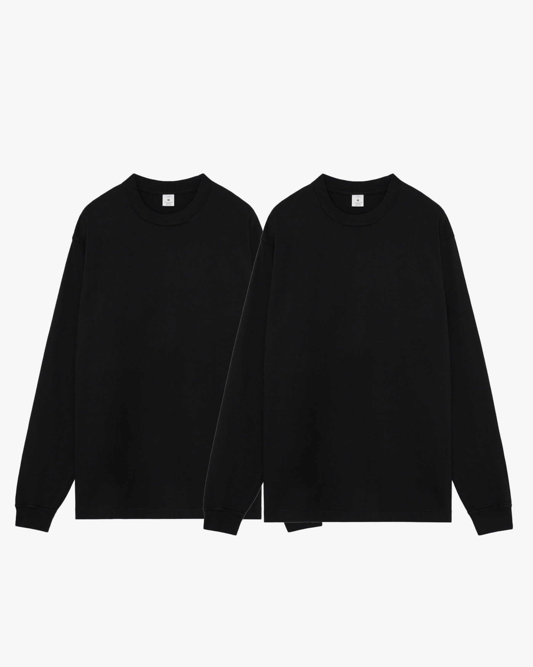 2-Pack Soft Cotton Long Sleeve No-Pocket T-shirts Black