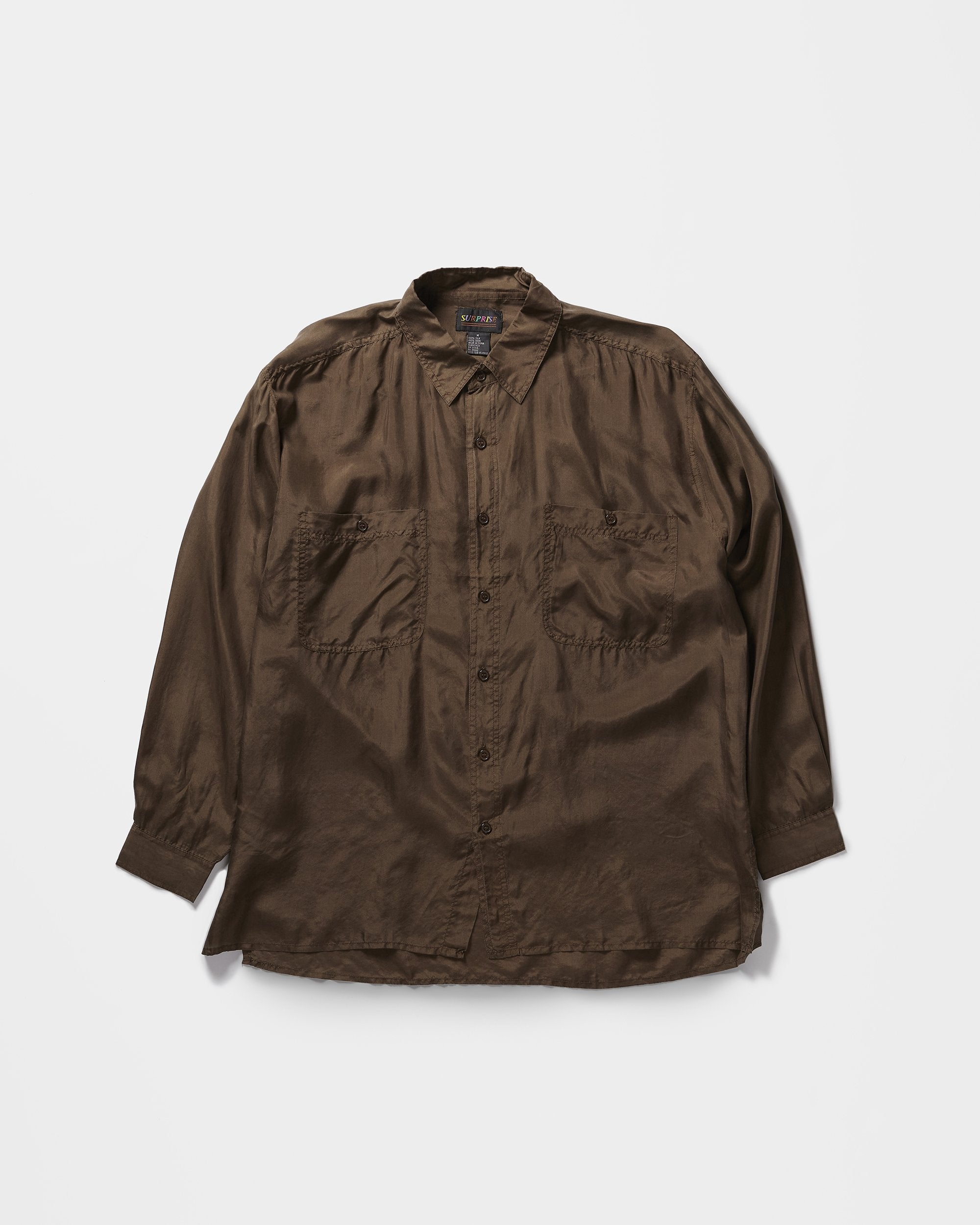 Long Sleeve Silk Shirt Brown