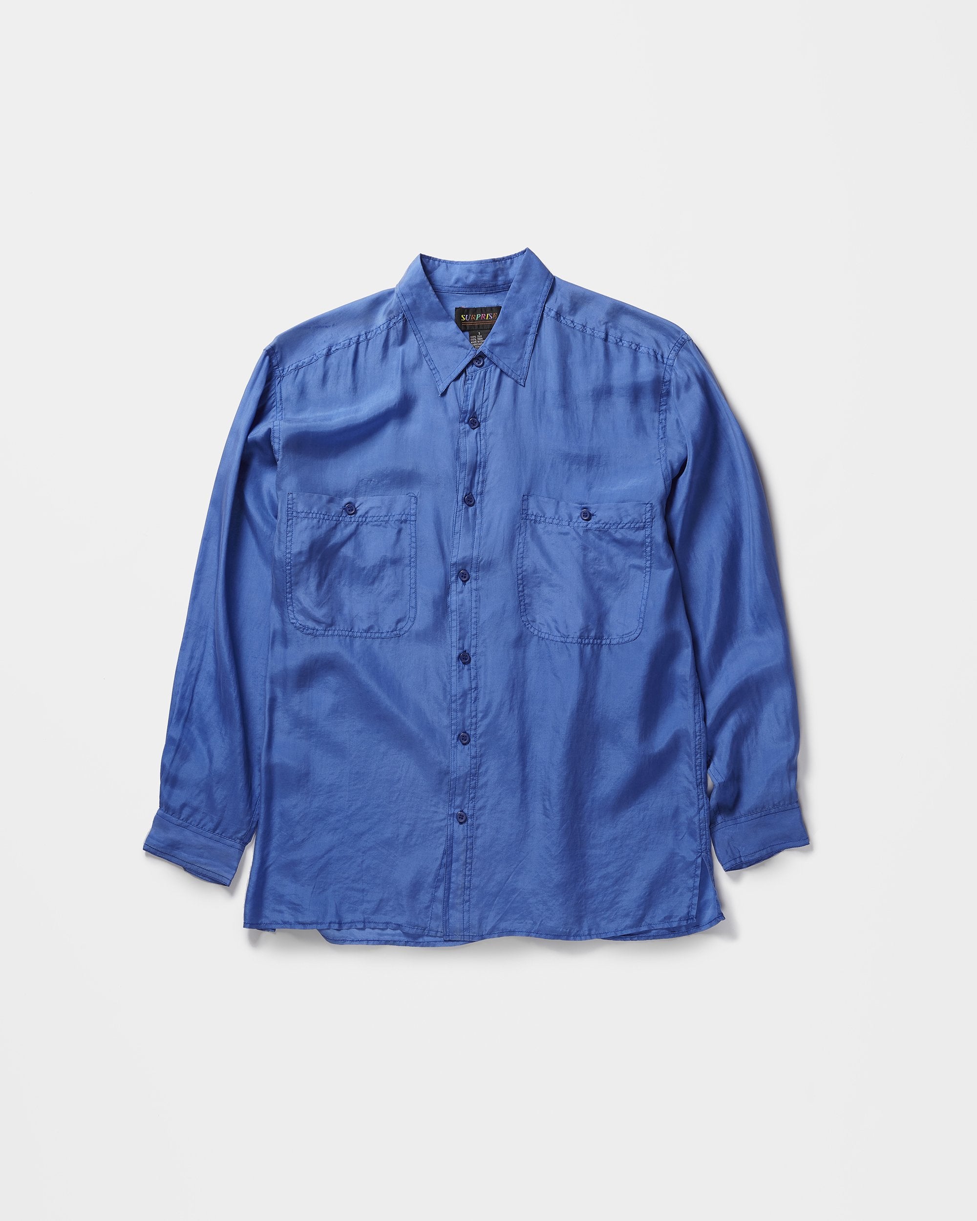 Long Sleeve Silk Shirt Blue