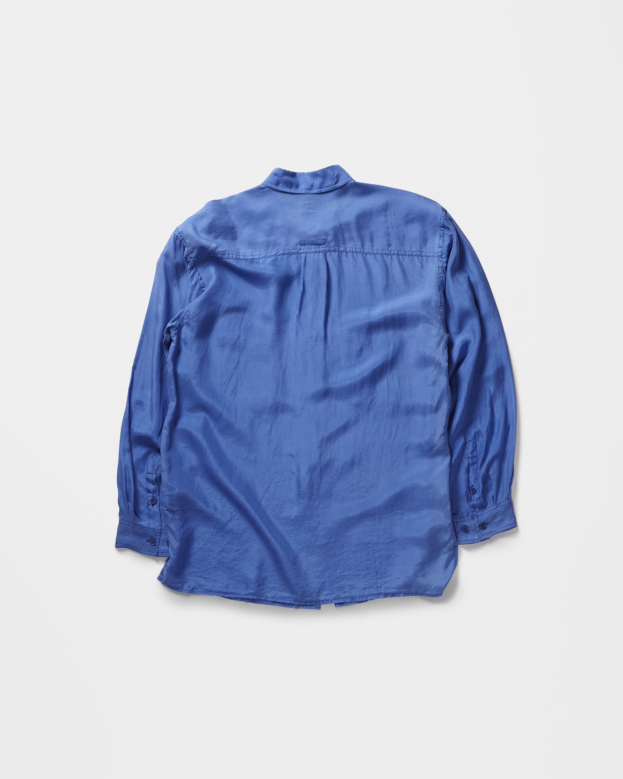 Long Sleeve Silk Shirt Blue