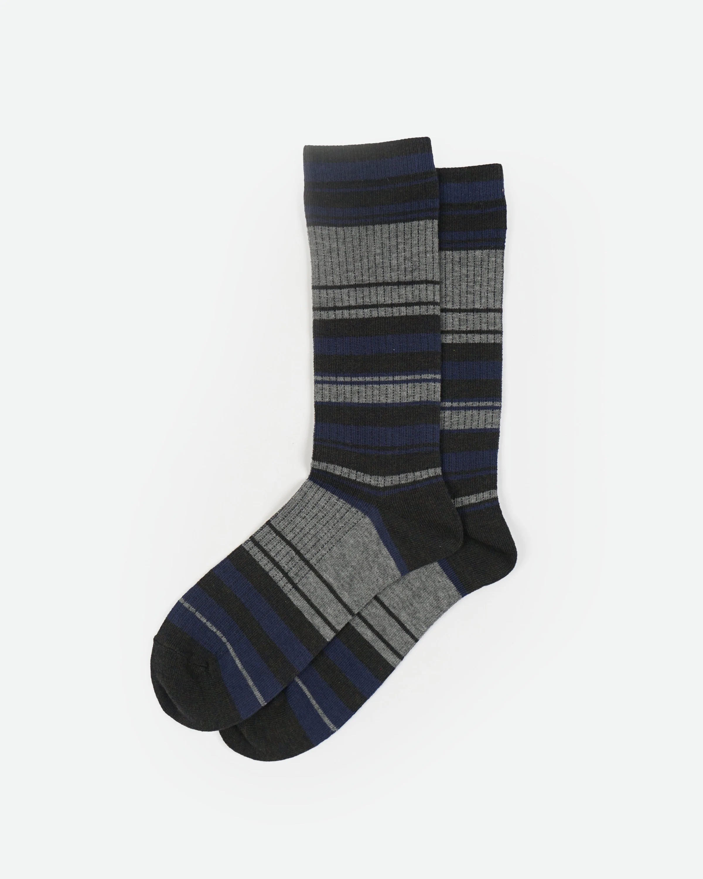 Multicolor Striped Socks / Gray x Navy x Black
