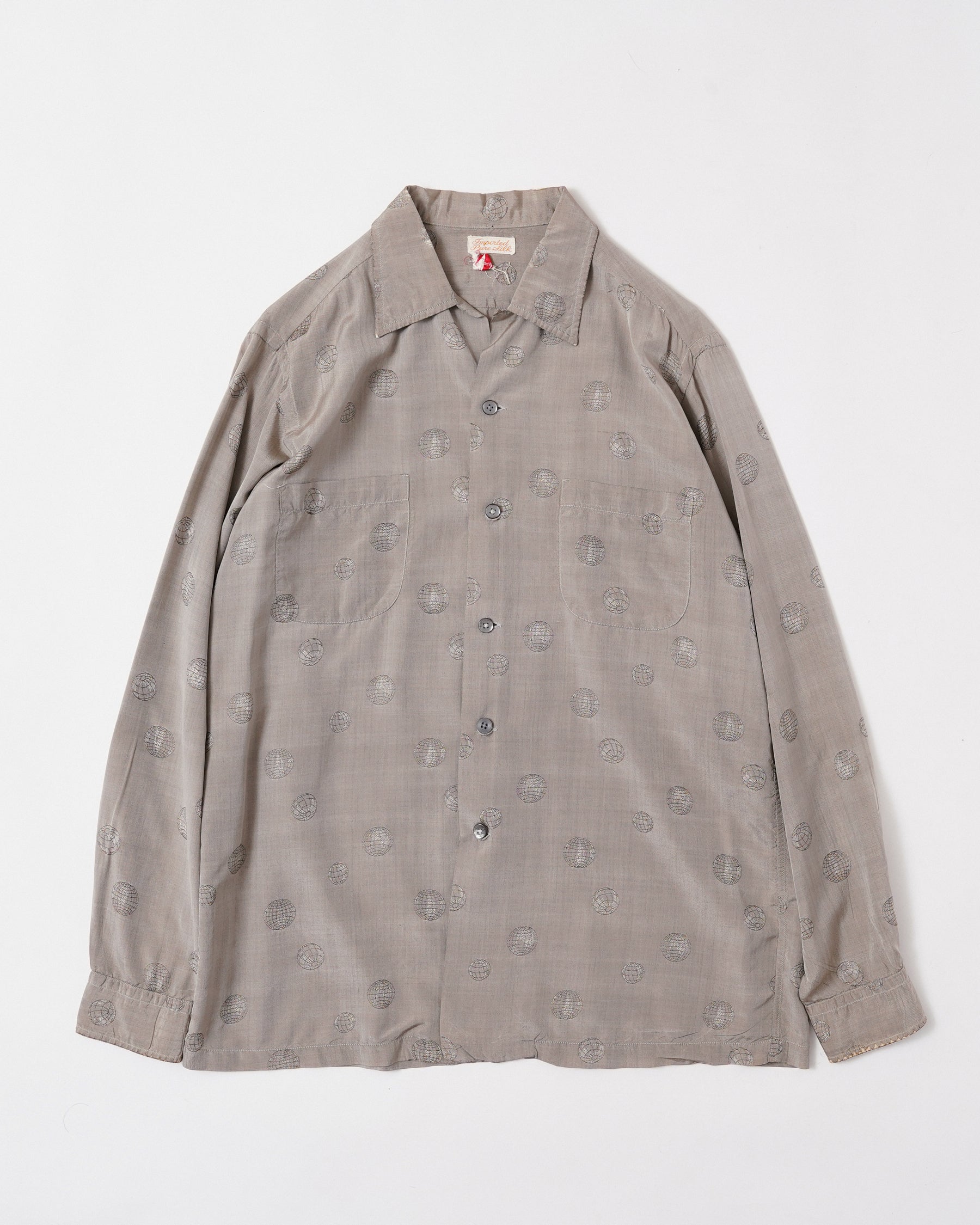 1950~1960's Globe Pattern Silk Shirt